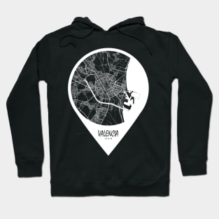 Valencia, Spain City Map - Travel Pin Hoodie